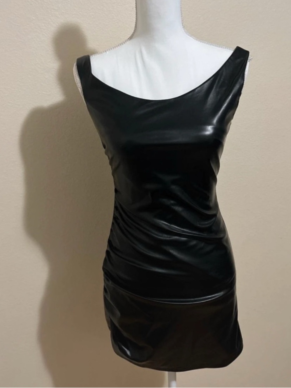 superdown Black Faux Leather Mini Dress